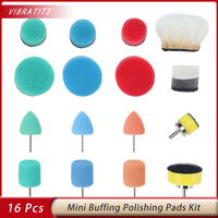 16 Pcs 1 Inch Mini Buffing Polishing Pads Kit Car Detail Polisher Pads Used on Cordless Electric Drill Rotary Tools forPolishing