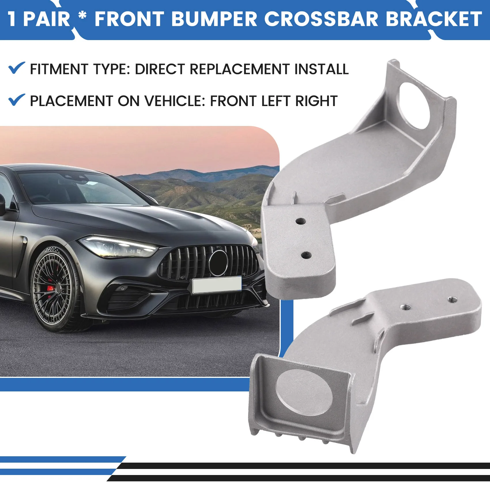 

1Pair Front Bumper Crossbar Bracket Repair Mount For Mercedes-Benz C-Class W206 2022-2025 A2066203502 A2066203602