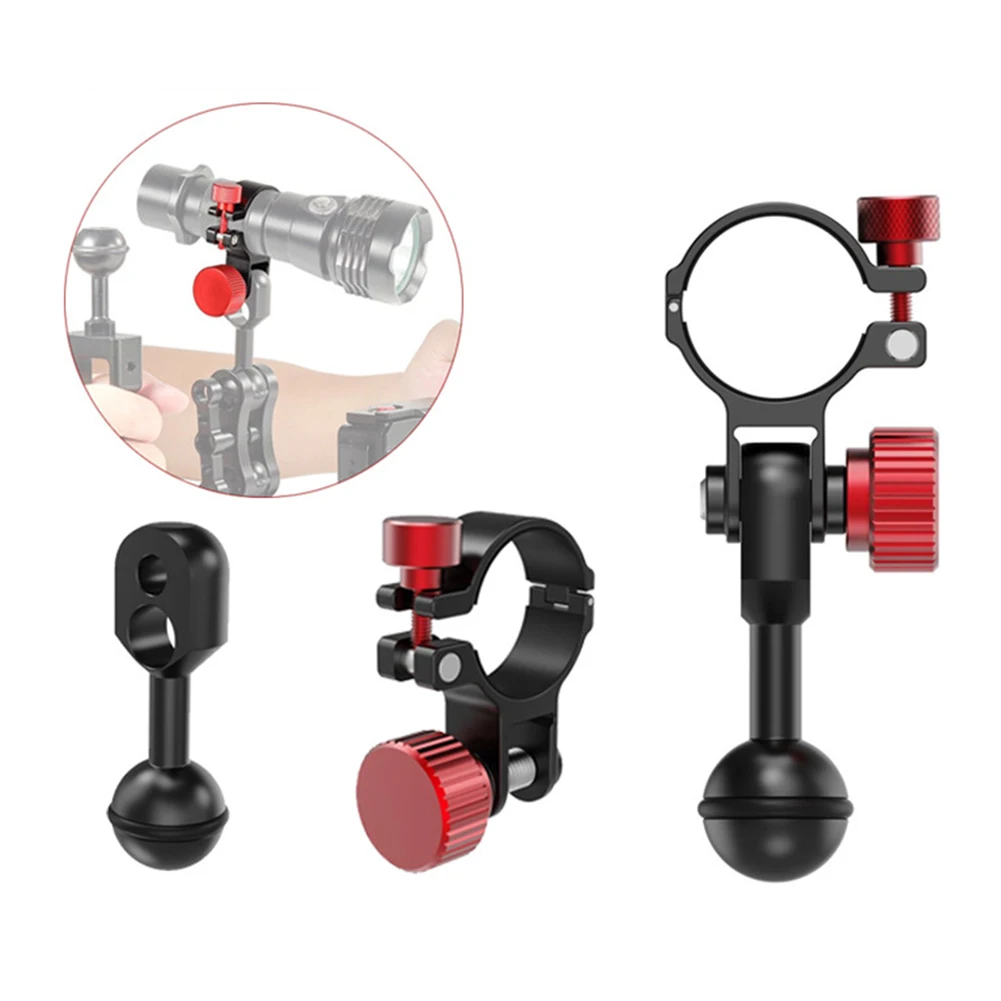 

Aluminum Alloy Flashlight Holder Bracket With 1 Inch Ball Head Connector For Cycling And Dive Photography Mount