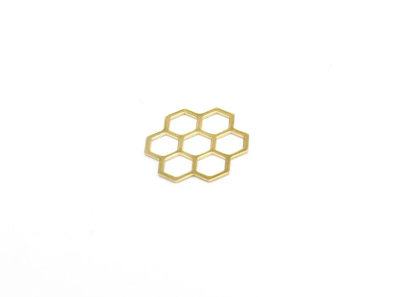 20pcs Honeycomb Earring Charm, Hexagon Brass Charms, Geometric Brass Connector, Beehive Findings, Jewelry Making R2218