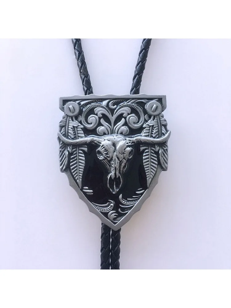 Креативный нишевый галстук-боло премиум-класса в западном стиле, голова быка, рельефный металлический ремесло, праздничный подарок, высококачественное украшение на ощупь