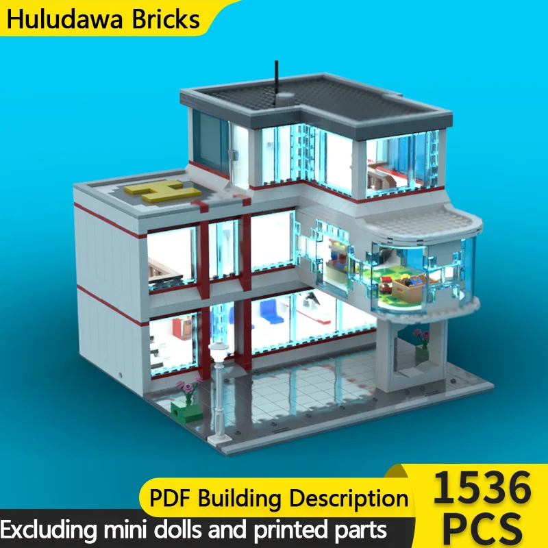 

City Street View Model MOC Building Brick City Center Hospital Modular Technology Children Holiday Gifts Assemble Toys Suit