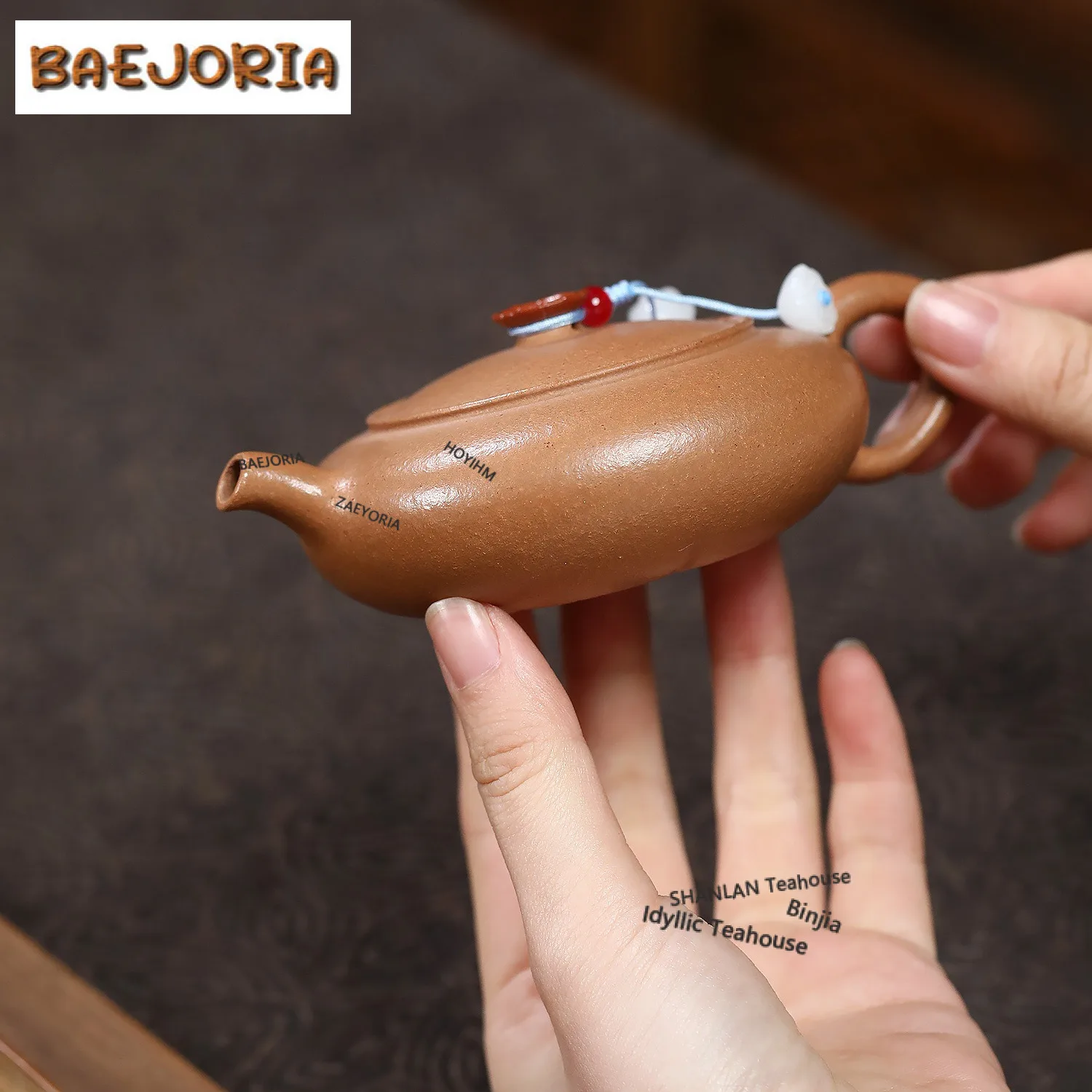 

110ml Elegant Yixing Purple Clay Teapots Handmade Flat Persimmon Pot Raw Ore Downhill Mud Kettle Chinese Zisha Tea Set Tableware