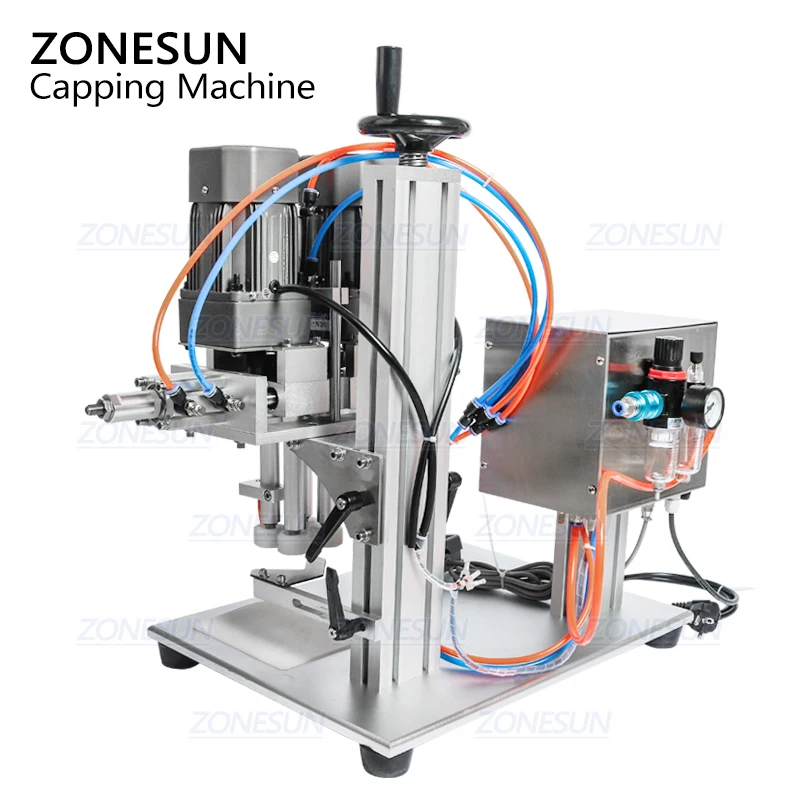 ZONESUN-máquina de tapado de botellas para líquidos de escritorio, Trigge gotero de vidrio de plástico con tapa, sellado giratorio