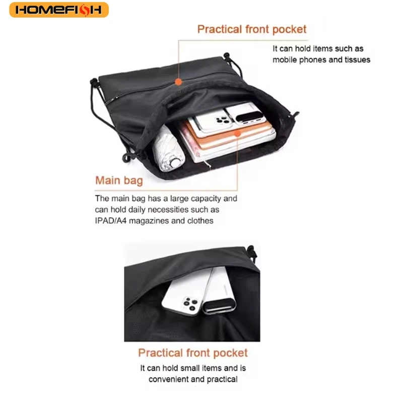 HOMEFISH Lightweight Drawstring Backpack for Men and Women Sports Fitness Backpack Outdoor Leisure Backpack Zipper Bag