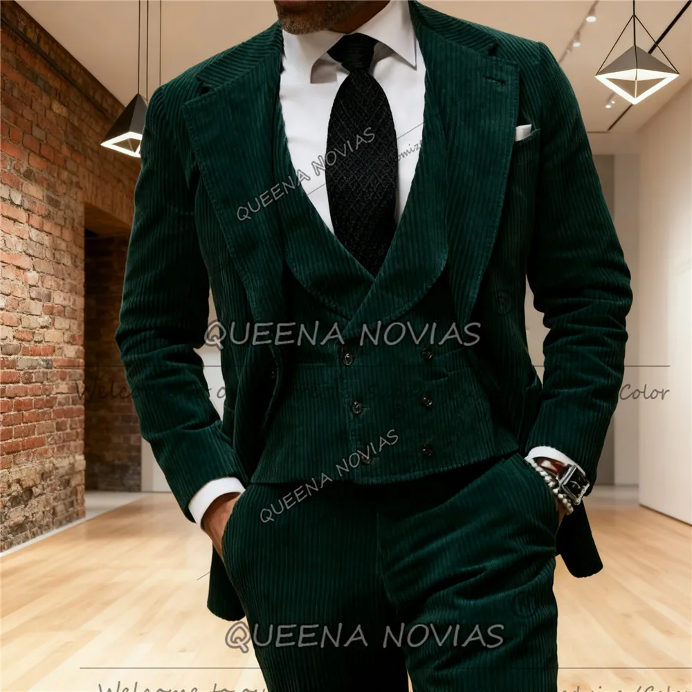 

Классический вельветовый костюм для мужчин, однобортный пиджак для жениха, индивидуальный пиджак для деловой вечеринки, умный повседневный смокинг для жениха