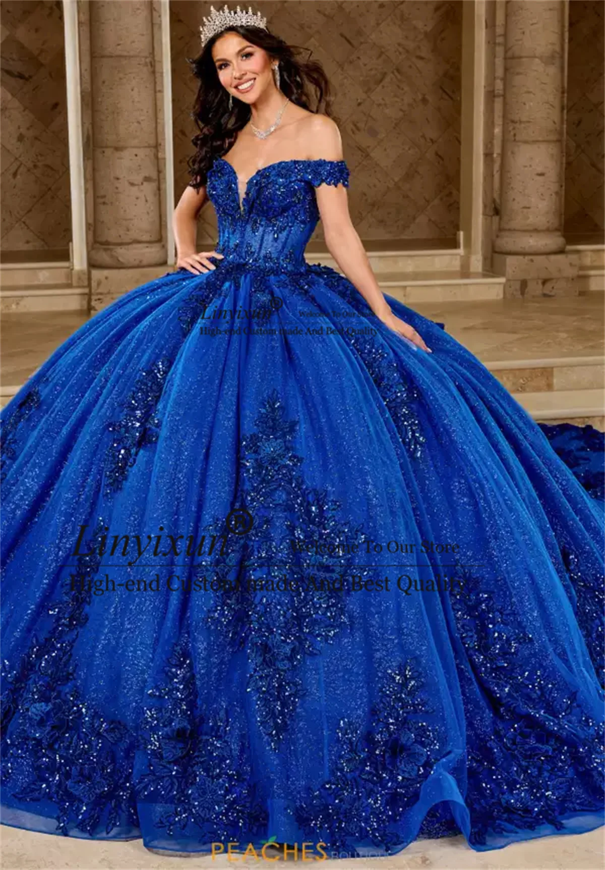 Eelgant 볼 가운 레이스 아플리케 Quinceanera 드레스 오프 숄더 스위트 16 가운 생일 맞춤형 멕시코 Vestidos De 15 Anos