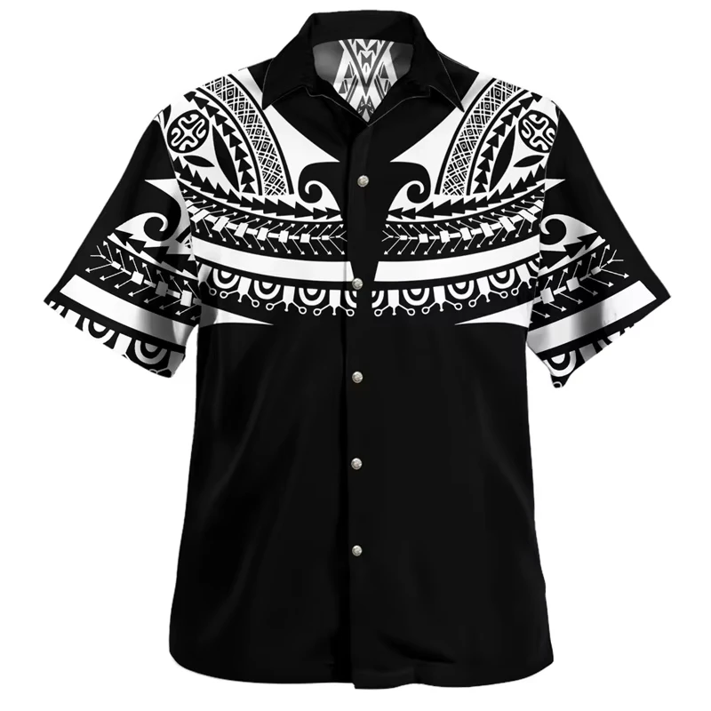 ​​Men's Oceanic Roots Shirt Polynesian Islands Vintage Coat of Arms Graphic Short Sleeve Summer Beach Comfort Streetwear​