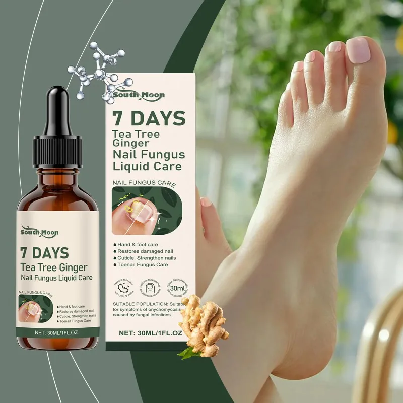 60ml Tea Tree Ginger Nail Fungus Care Solution Health Maintenance Repair Discoloration Thickening Hand Foot Nail Treatment E - view 3