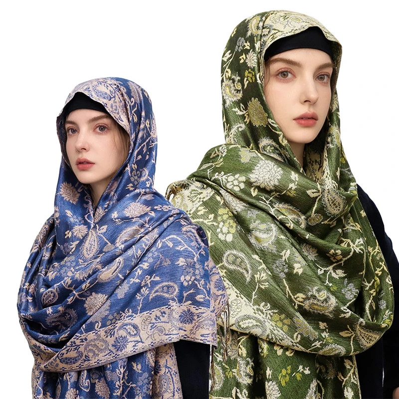 

Fashion Autumn Colorful Cashmere Scarf Shawl for Women Pashmina Floral Wrap Female Thick Blanket Soft Bufanda Kerchief