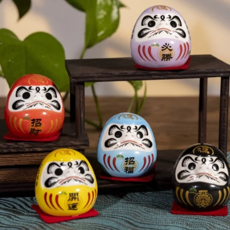 Japanese Daruma Ceramic Figurine 5-piece Set Creative and Colorful Lucky Daruma Interior Decorations Home Porcelain Crafts