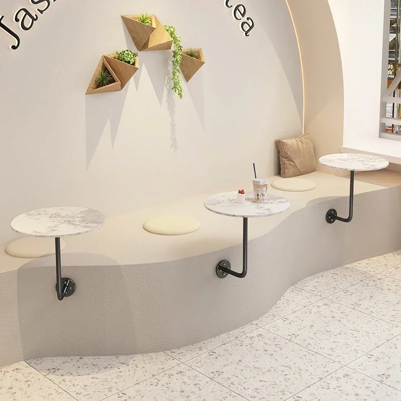 

Simple Modern Milk Tea Shop Food Tables Cafe Booth Table Against The Wall Hanging Table Installed Small mesa plegable Furniture