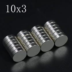 5/10/20/50/100 Stück 10 x 3 Neodym-Magnet, 10 mm x 3 mm, N35 NdFeB, rund, superstark, stark, permanent magnetisch, Scheibe 10 x 3