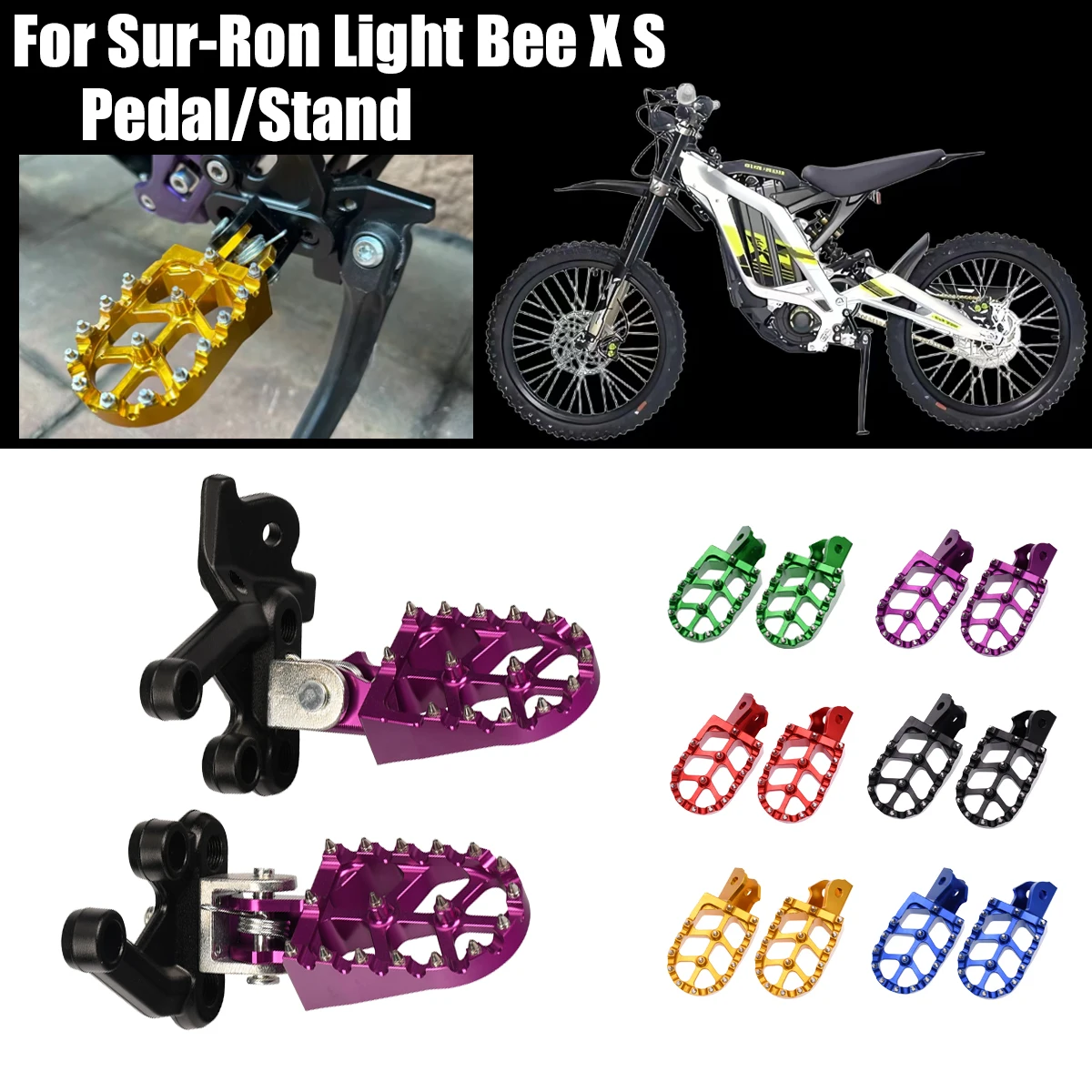 Electric Bike CNC Foot Pegs Rest Footpegs Foot Pegs Bracket For Sur-Ron Sur Ron Surron Light Bee X & S Electric Motocross Parts