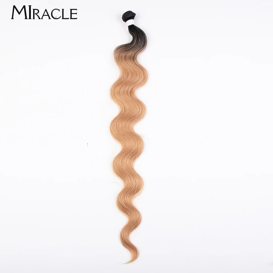 MIRACLE Synthetic Bundles 30'' Artificial Hair Extensions Body Wave Ombre Blonde Red Brown Cosplay Hair Weaving Women Hair Piece