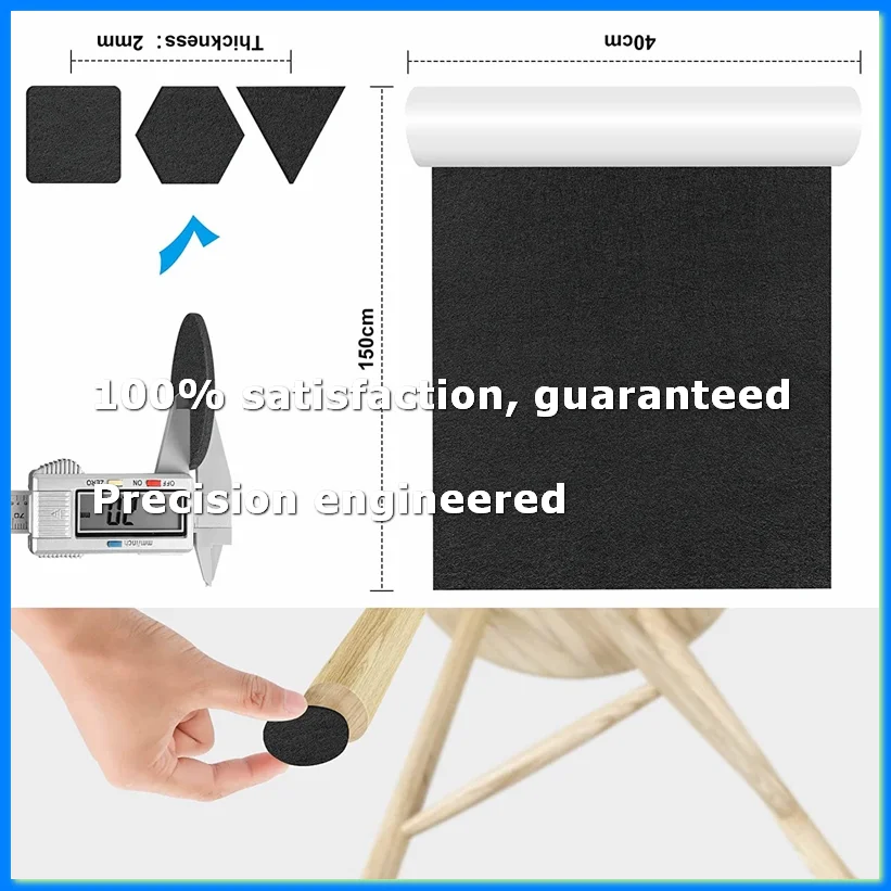 Self-Adhesive Felt Gliders,40 x 150 cm,Self-Adhesive Felt Pads, Furniture Gliders, Multi-Purpose Adhesive Mat Tape Black-A73M