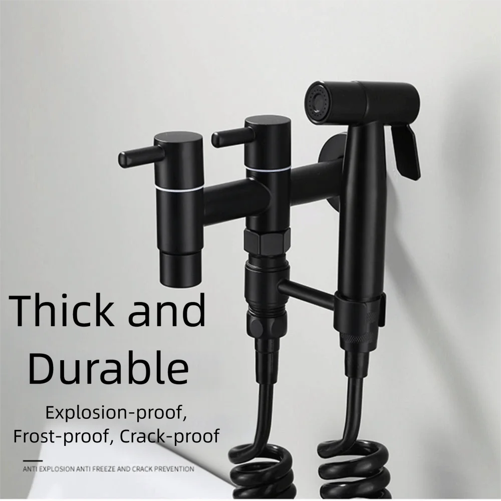 

304 Stainless Steel Washing Machine Faucet Matte Black Anti Splash Mop Washing Tap Multi Functional Easy Installation