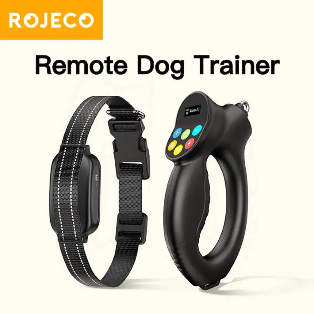 

ROJECO Electric Dog Collar Training Waterproof Dog Bark Stop Shock Collar with Remote Control Vibration Pet Dog Anti Bark Device