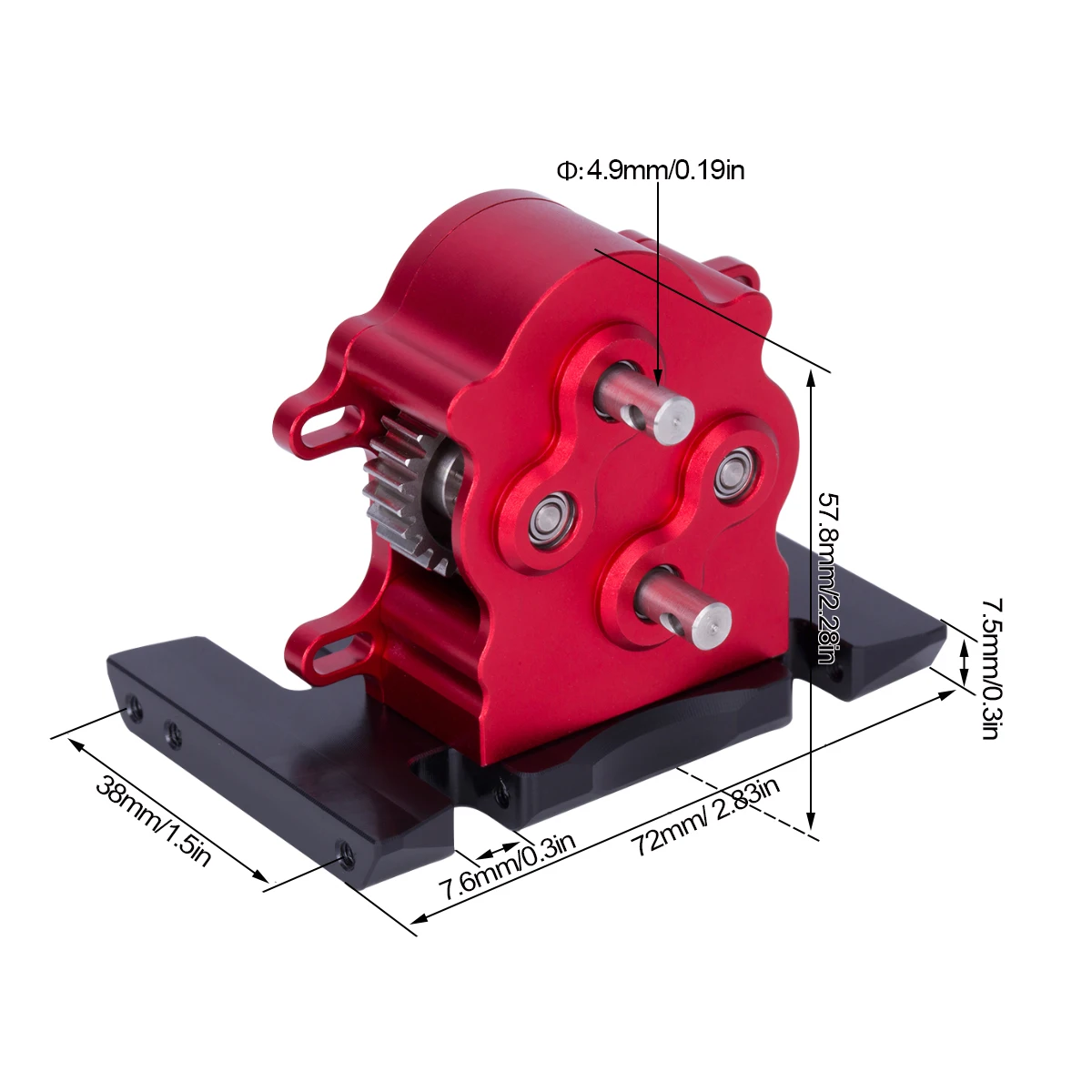 Boîte de vitesses en aluminium pour touristes, Dig Overdrive Gearbox avec Delrin Skid pour 1/10 RC inoler LCG Tricheur Rigs Capra SCX10 PRO Upgrade