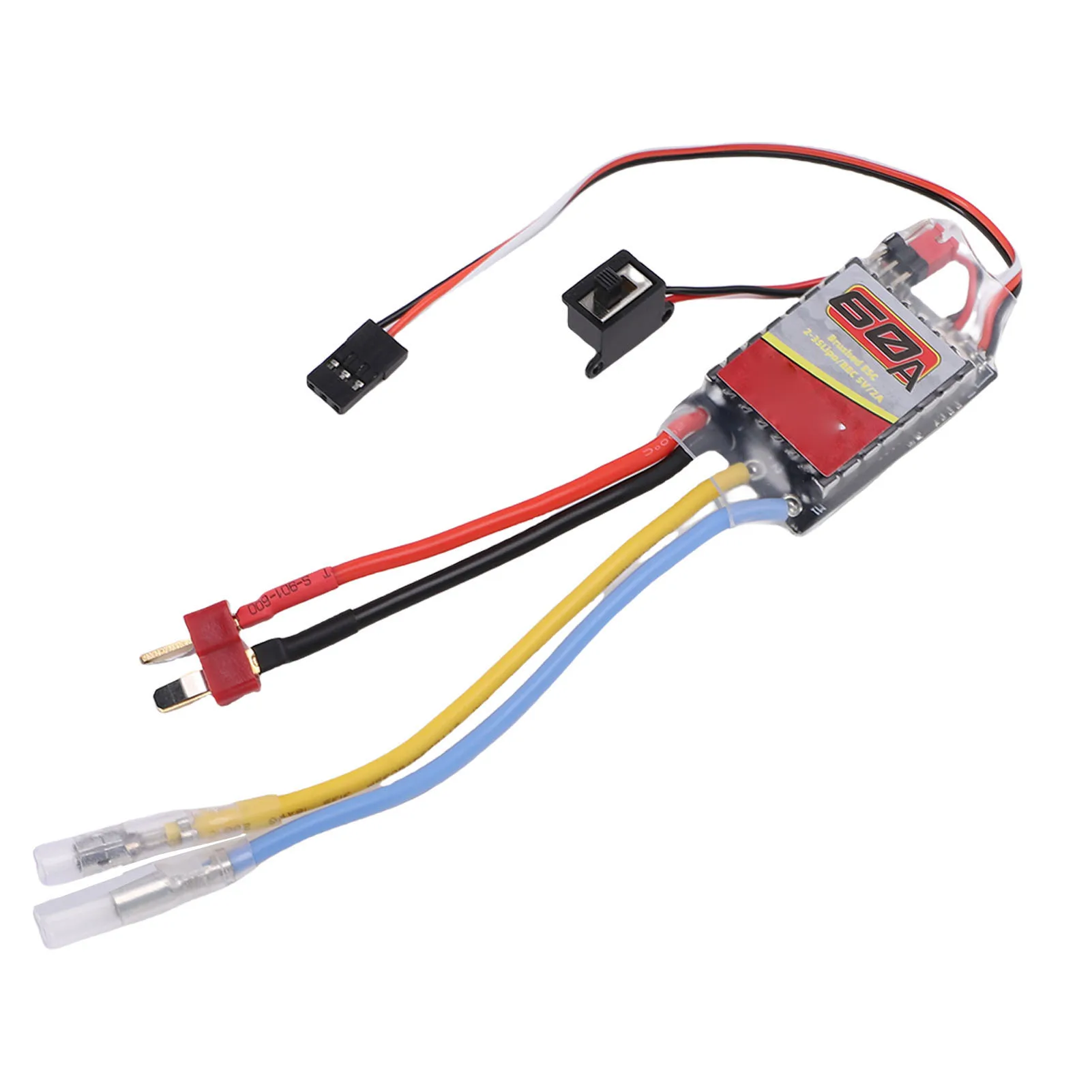 Gebürsteter ESC ESC ESC Passend für 540 550 380 370 RC Auto Boot Bürstenmotor 60 A Elektronischer Geschwindigkeitsregler mit T-Stecker