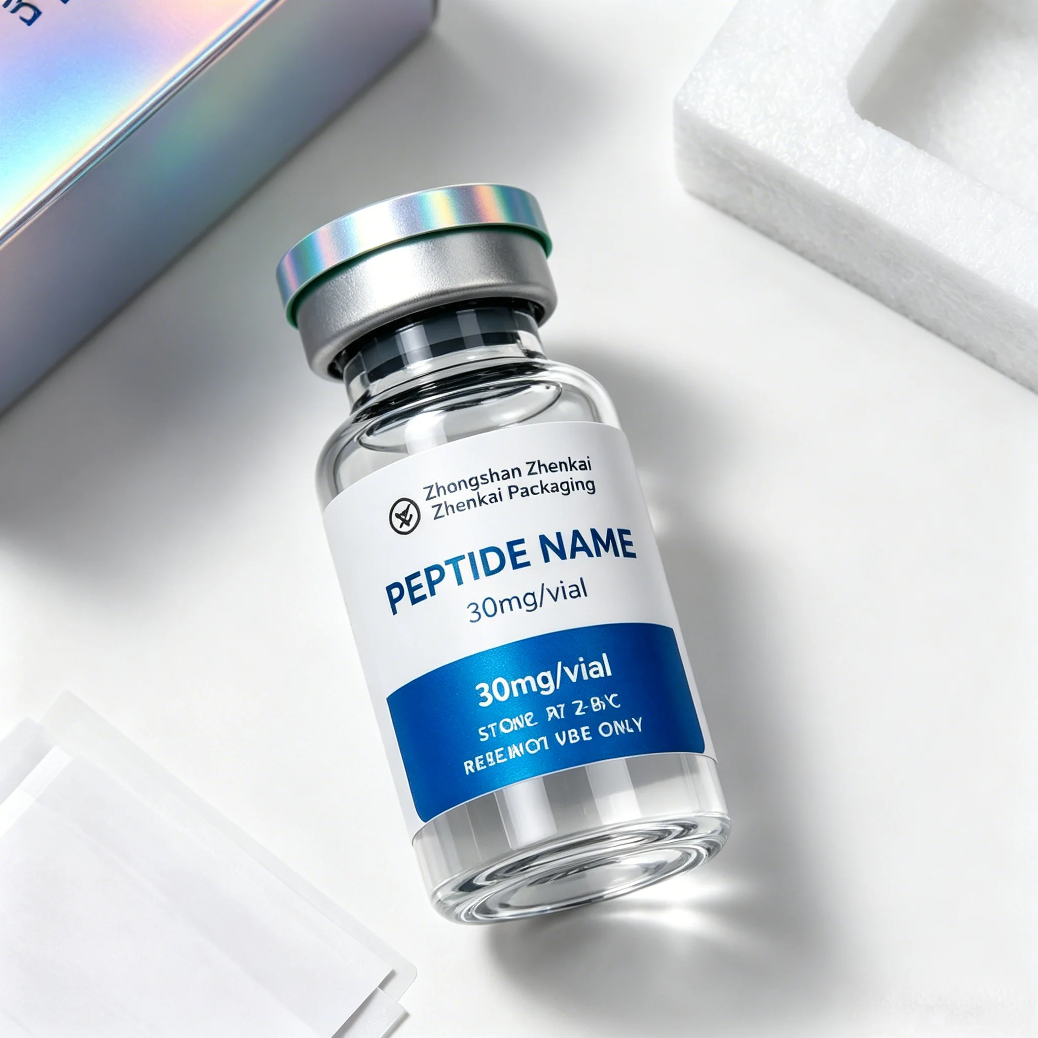Custom Premium Peptide Vial Self Adhesive Labels With Strong Stickiness,Complete With Individual Vial Paper Boxes