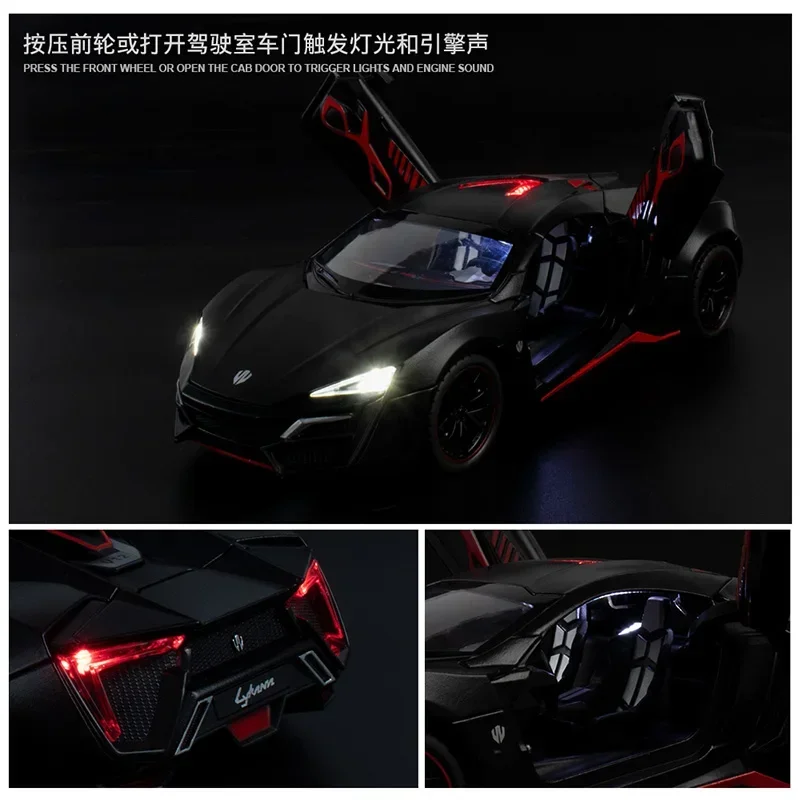 1:24 Lykan Hyper Sportwagen Legering Trek Auto Model Simulatie Geluid En Licht Kan De De Deur Openen Diecast Speelgoed Auto Jongen speelgoed Gift