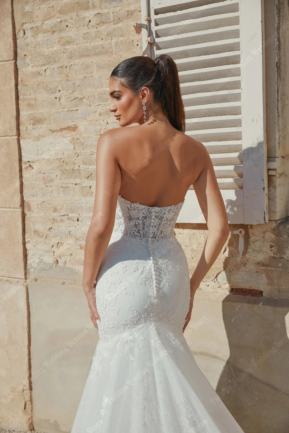 فساتين زفاف حورية البحر الساحرة للنساء بياقة على شكل قلب مزينة بالدانتيل فساتين زفاف مأدبة فيستدوس دي نوفيا مخصصة