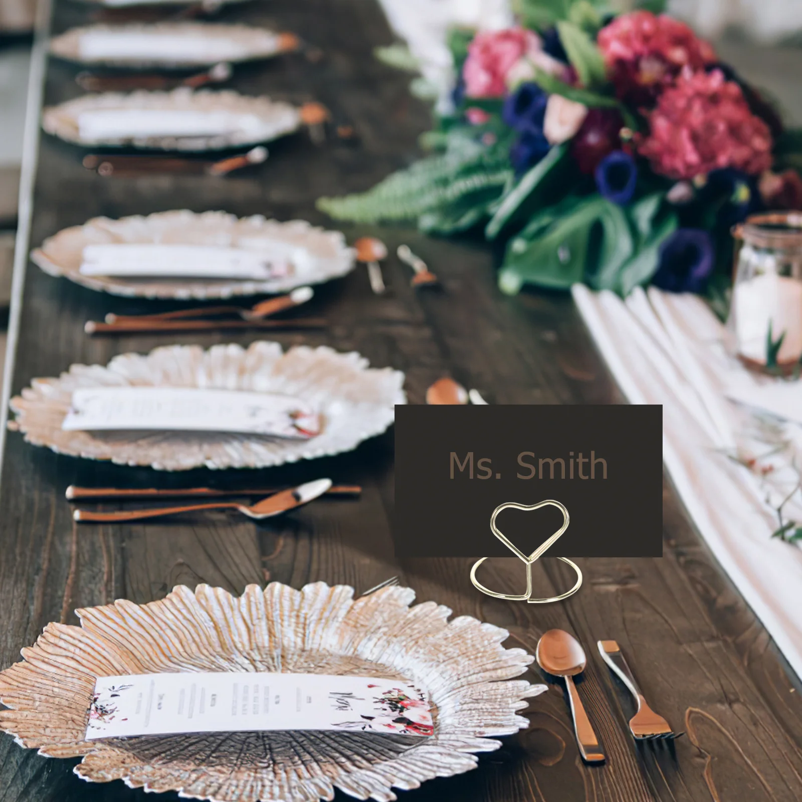 

10Pcs Heart Shape Table Card Holder Spiral Base Elegant Memo Clip for Wedding Birthday Party Engagement Baby Shower Decorations