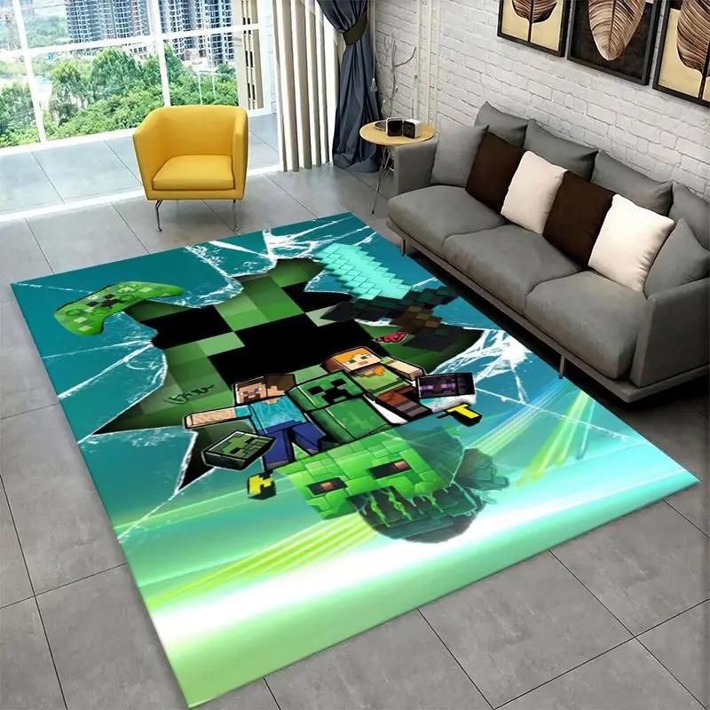 Cartoon S-Sandbox Pixel Bulding Game Rutschfester Teppich für Wohnzimmer, Schlafzimmer, Spielzimmer, Teppich, Bodenmatte, Heimdekoration, Teppich für Kinderzimmer