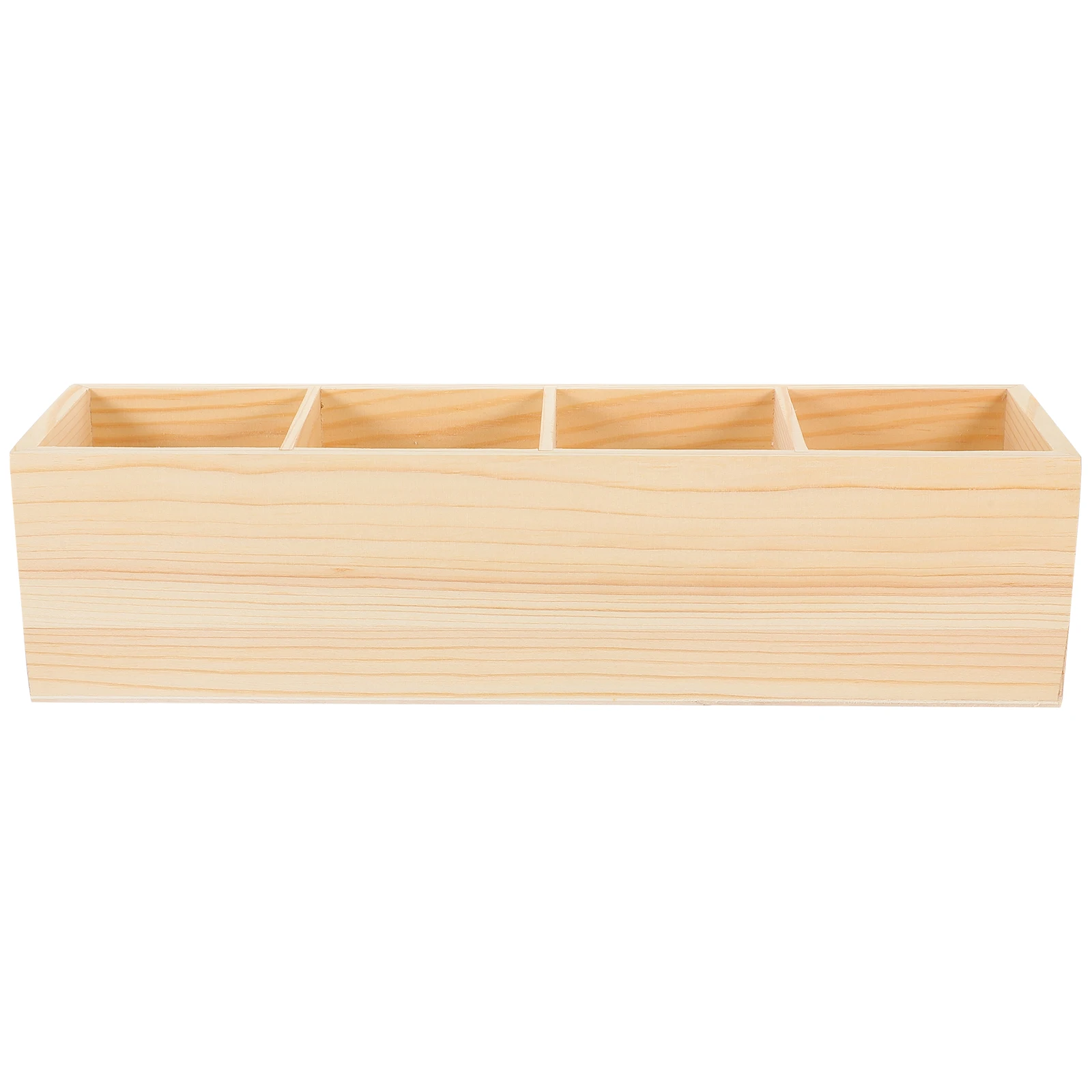 

Pine Wood Pen Holder Storage Box 3 Compartments Desktop Organizer Wood Makeup Brush Holder Cosmetics Small Items Storage
