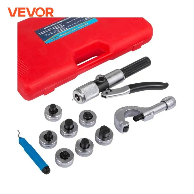 VEVOR HVAC Hydraulic Swaging Tool Kit Manual Copper Alumimum Pipe Expanding Machine 7 Heads Tube Expander 3/8 to 1-1/8in 10-28mm