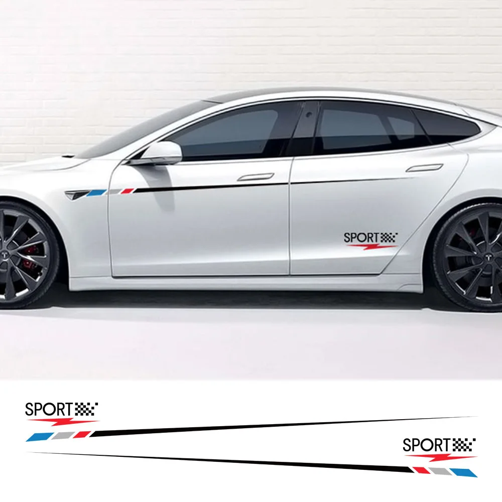 2PCS Auto Tür Seite Taille Linie Aufkleber Grafiken Racing Sport Vinyl Aufkleber Auto Körper Styling DIY Dekoration Aufkleber Zubehör