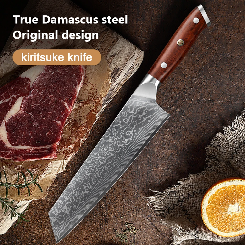 

8.5" Kiritsuke Knives 67 Layers Damascus Steel Sharp Blade Chef Knife Meat Cutting Kitchen Cooking Tools with Rosewood Handle