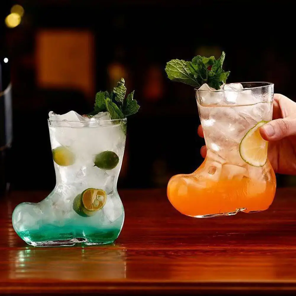 Creative Boot Shape Glass Cup 300ml Novelty Boot Tumbler for Whiskey Beer Juice Coffee Unique Drinkware Home Bar Gift