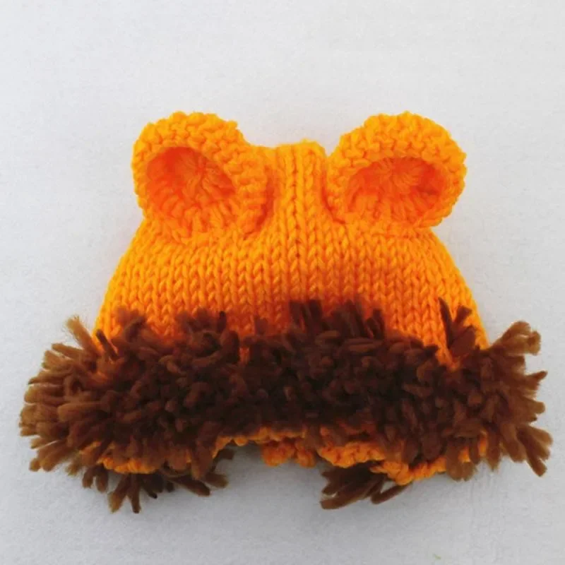 Newborn Photography Outfits Cute Animal Lion Costume Set Handmade Crochet Knitting Lion Hat Studio Baby Shooting Props Clothes