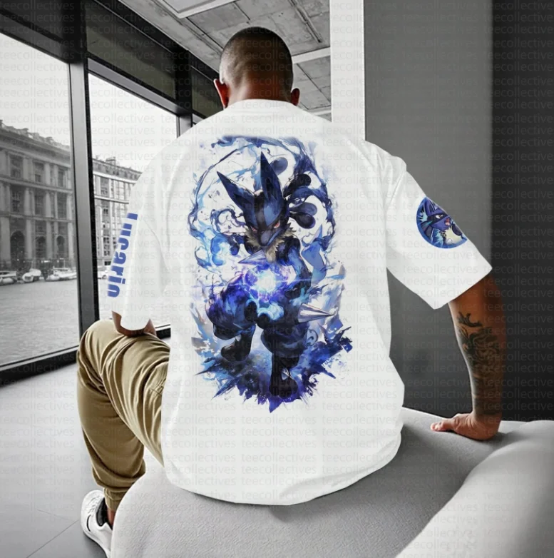Offizielles Pokémon Anime Co-Branded T-Shirt, Fitness-Sport-T-Shirt im Anime-Stil, Unisex, Kei-Stil, Retro-T-Shirt, atmungsaktiv, schnell trocknend