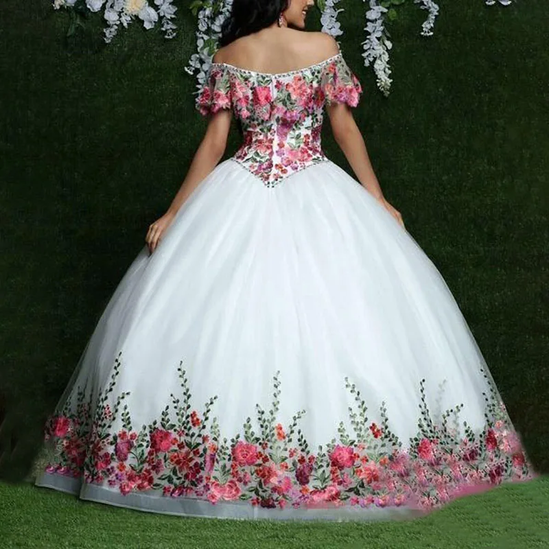 Tule até o chão Vestido, Vestidos Quinceanera bordados, Vestido de baile, Festa de Formatura, Novo, Ocasiões especiais, 15 anos, 2023