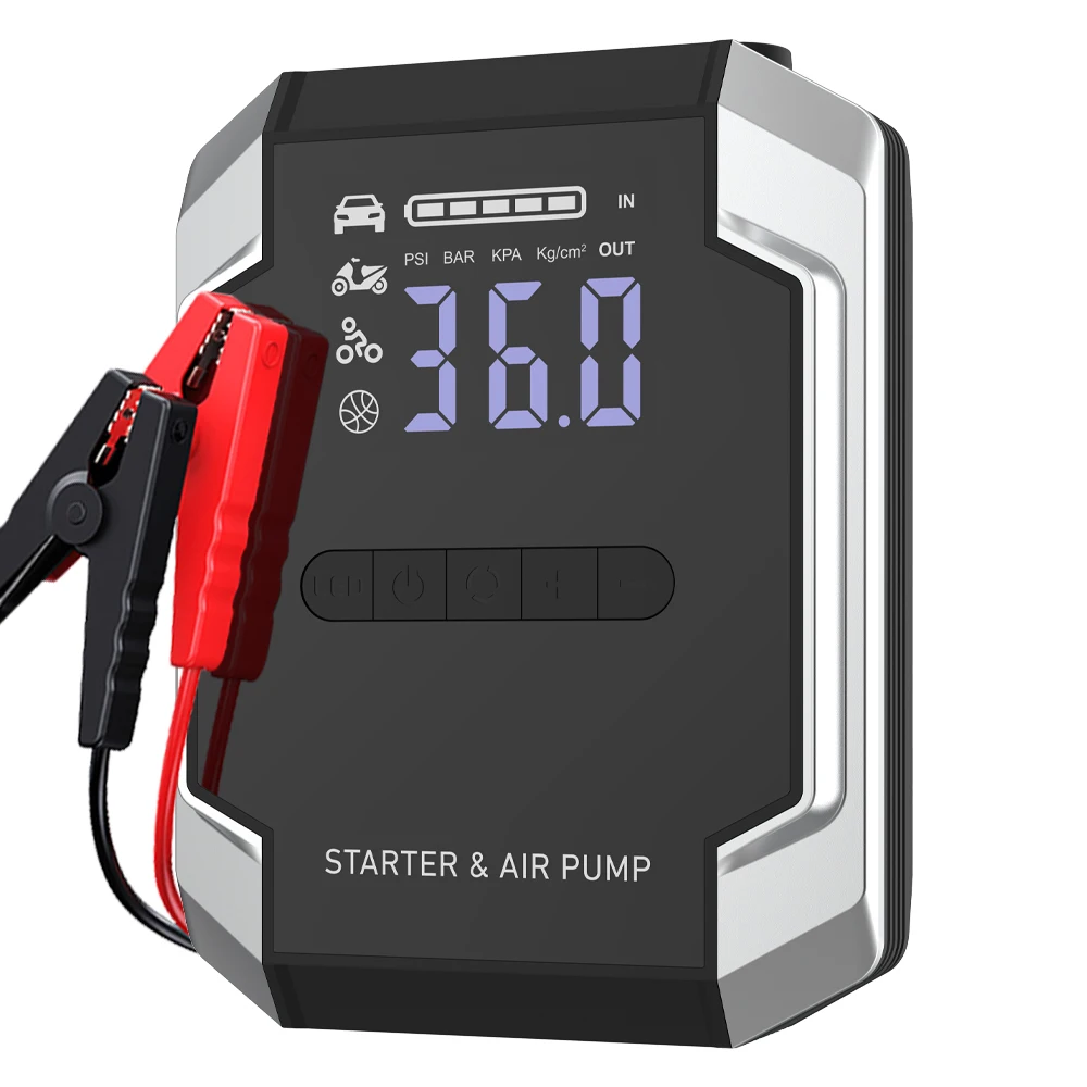 

10000mAh 12000mAh Car Tire Inflator Ultra Capacitor Jump Starter Car Battery Jump Starter And Tire Inflator Car Jump Starter
