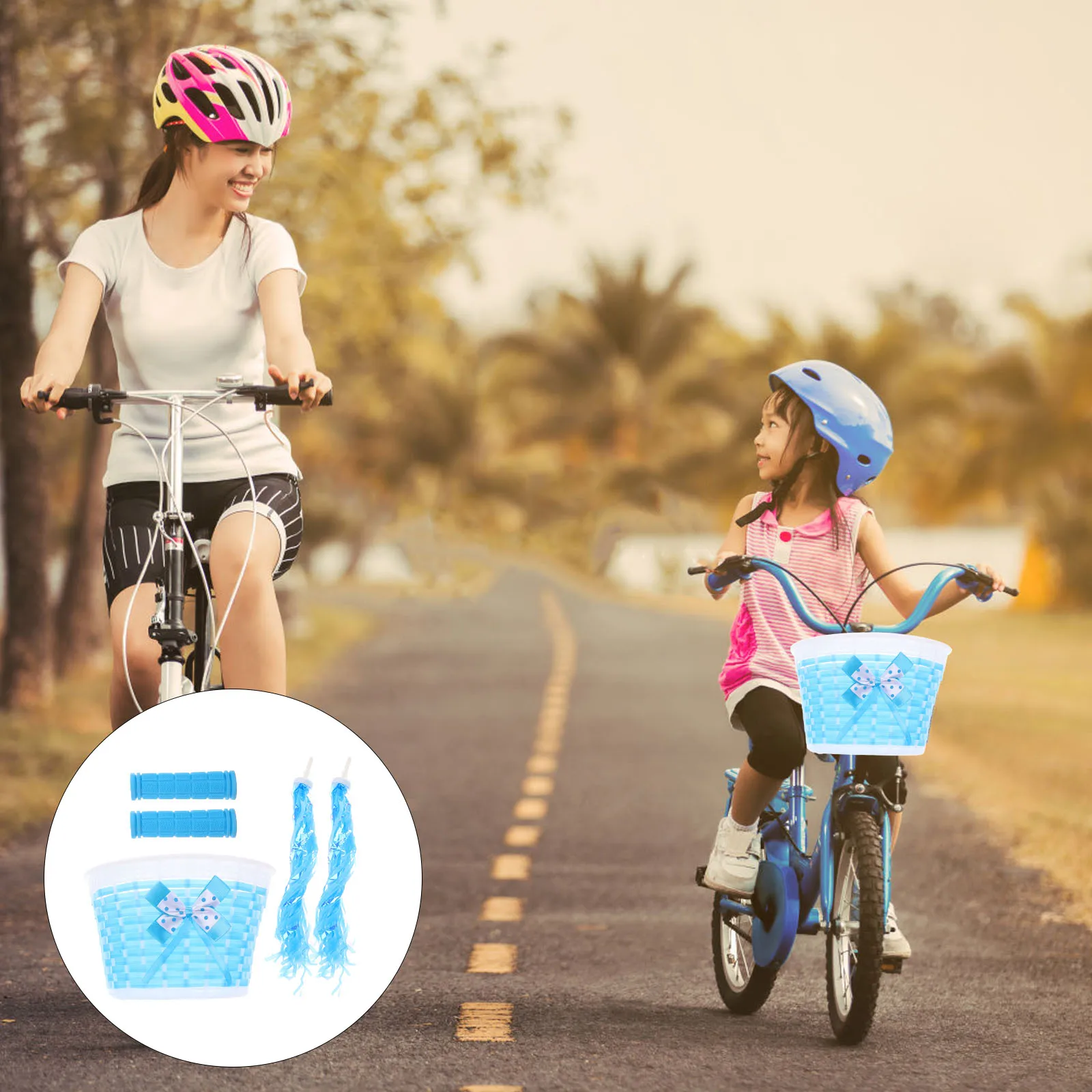 

1Set Kids Bike Basket Handlebar Grip Streamers Kit Playful Bicycle Tassels and Baskets for Girls Boys Biking Experience