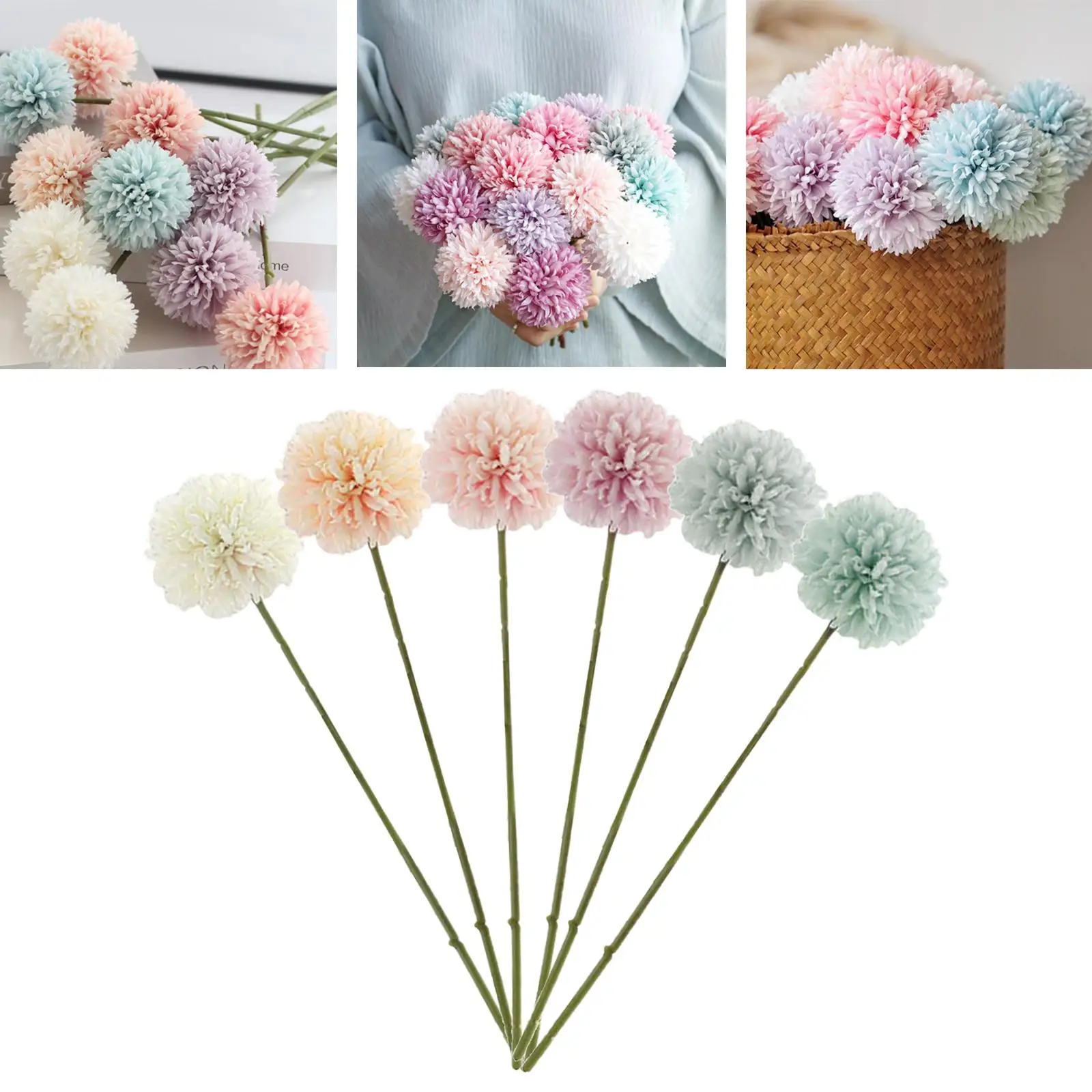 

3Pcs Flower Head Artificial Hydrangea Chrysanthemum Ball Flowers DIY Home Garden