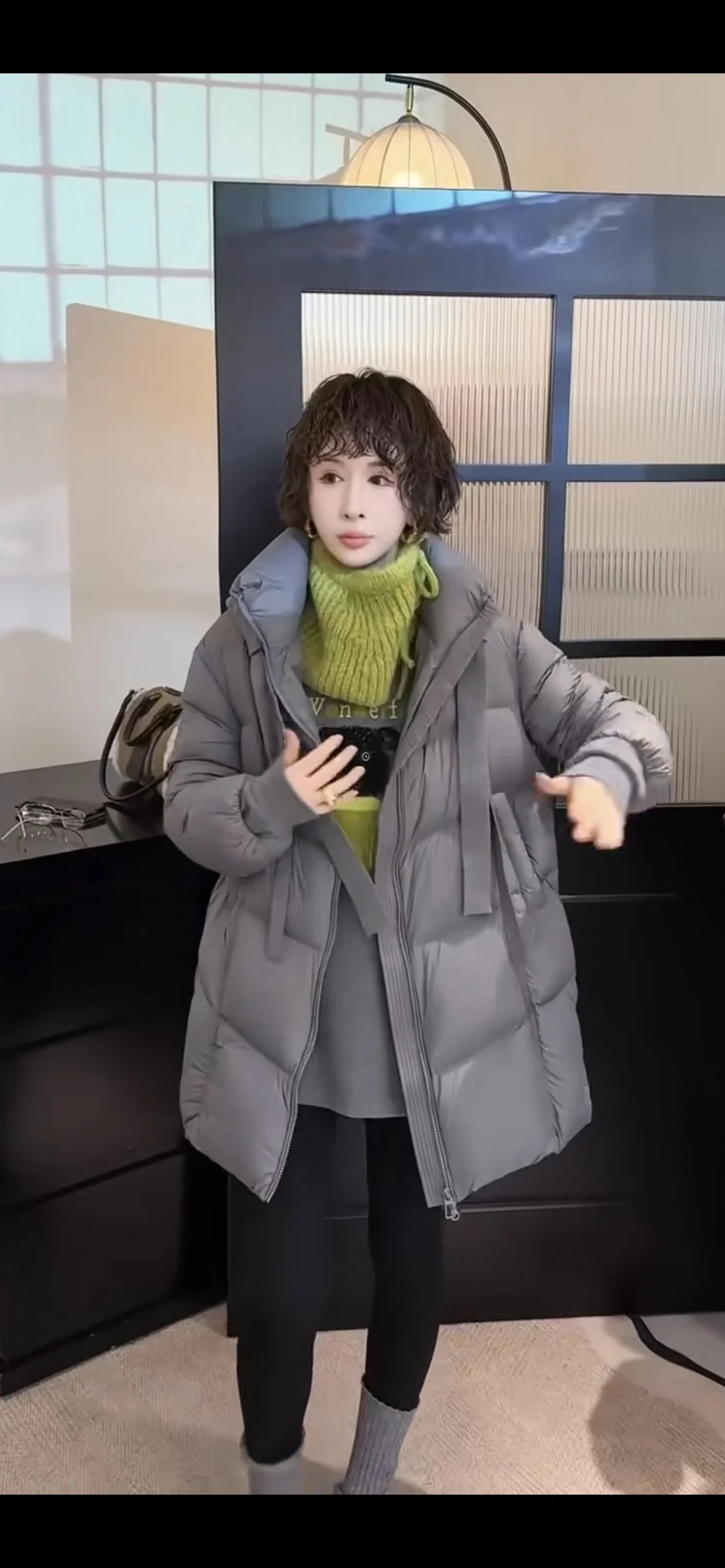 

Loose Casual Pure Color Design Winter New Faion Women's down Jaet Versatile Matching Outerwear Ele Sle Ladies Coat