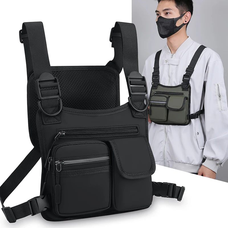 

Oxford Cloth Chest Rig Bag Front Pack Pouch Chest Harness Holder Breathable Adjustable Strap Pack for Hiking Cycling Sports