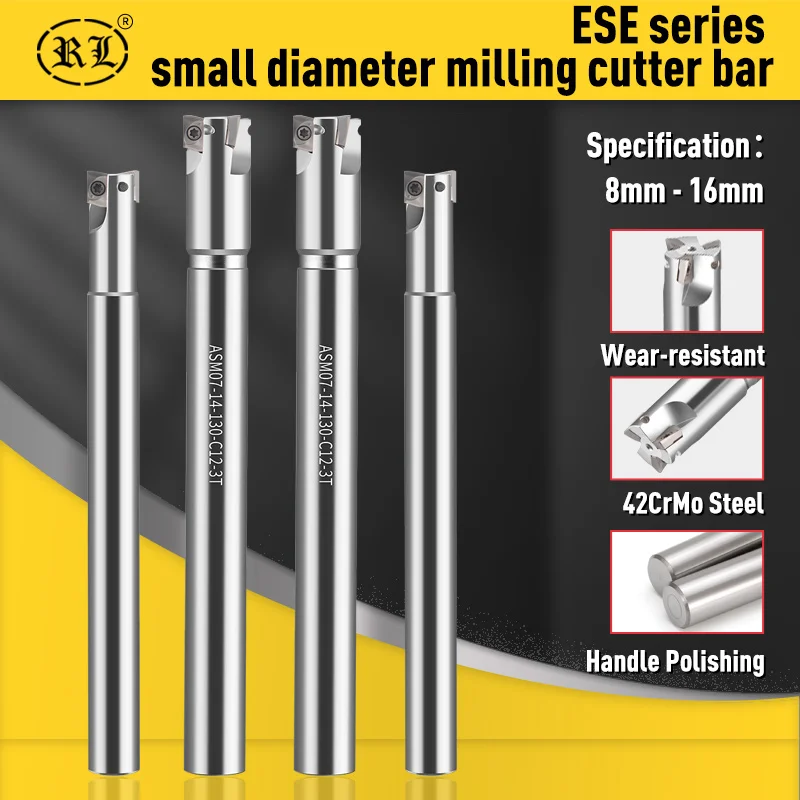 RL CNC Milling Cutter Bar ASM07 Small Diameter Milling Cutter 8 9 10 12 16 17 Indexable Endmill Cutter ESE07