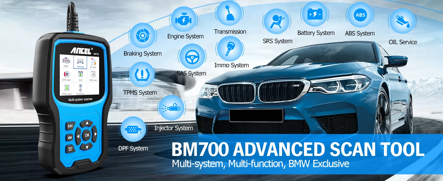 ANCEL BM700 PRO OBD2 Scanner for BMW/Mini/RR All System Code Reader DPF EPB SAS TPMS Battery Registration OBD2 Diagnostic Tool
