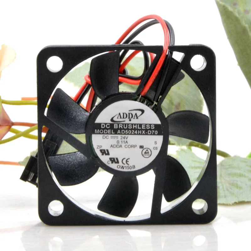 

2pcs AD5024HX-D70 For Adda 5015 DC 24V 0.11A 5CM 2-Wire Converter Mute Cooling Fan