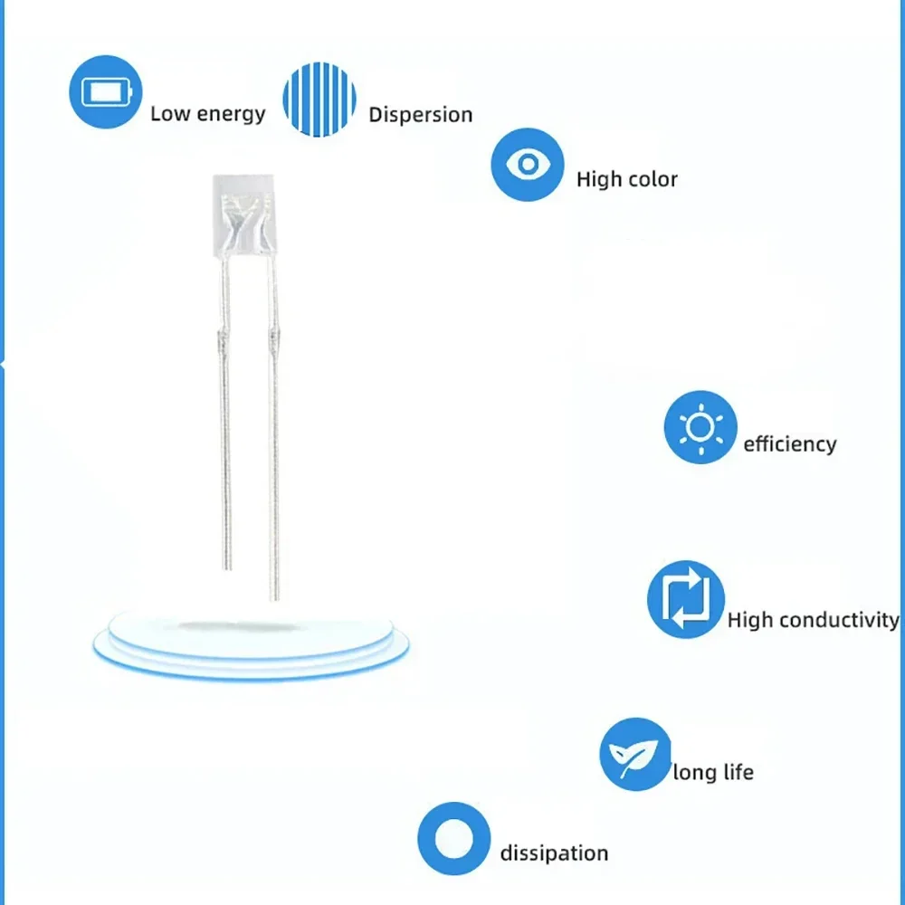 50/100pcs LED 2*3*4mm Square LED Diode Super Bright Transparent Luminescence Light Emitting Diode White Green Red Yellow Blue