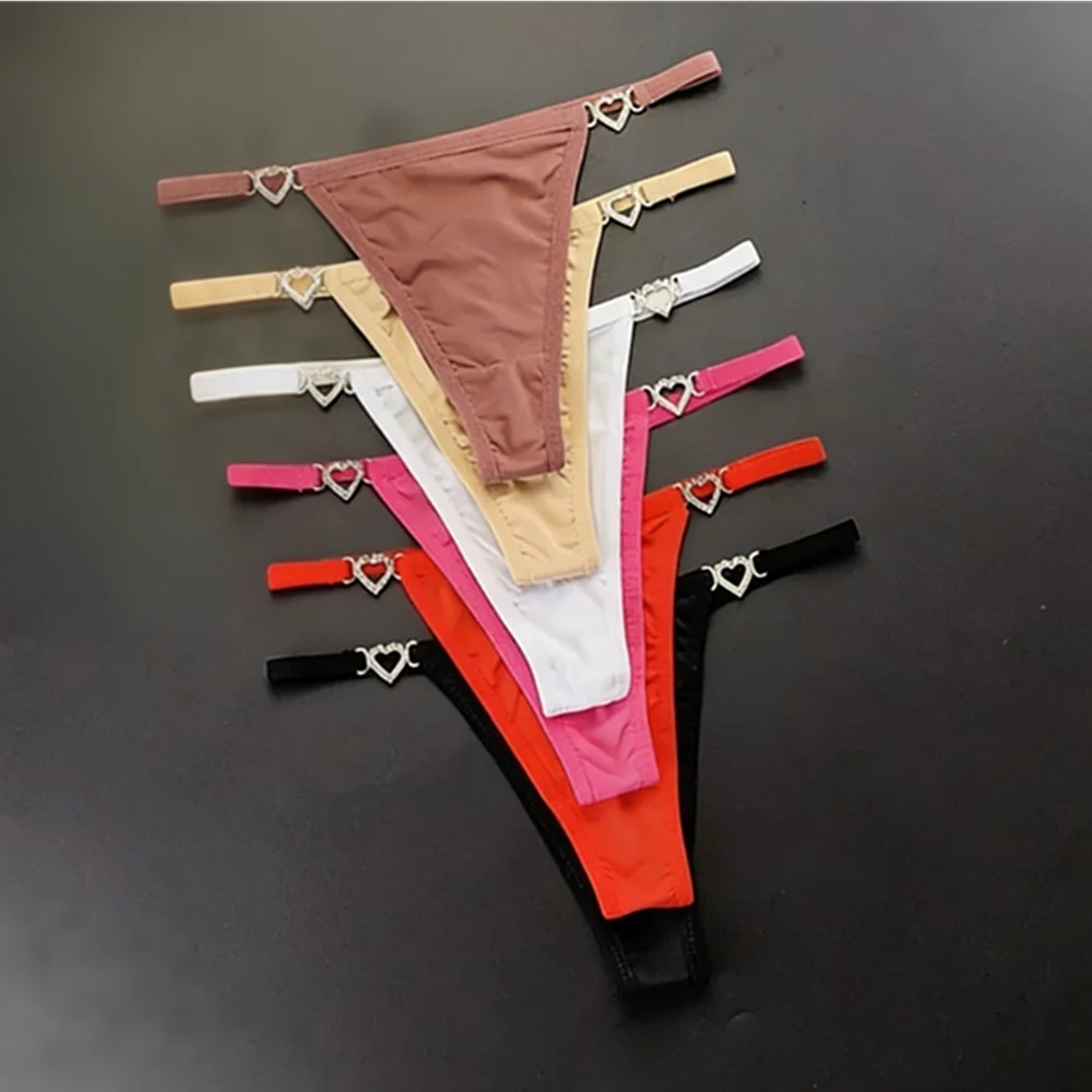 3 шт., нижнее белье-стринги с блестящими стразами, большие размеры, ледяной шелк, стринги, сексуальное бикини с низкой талией, женские однотонные трусики с Т-образной спинкой