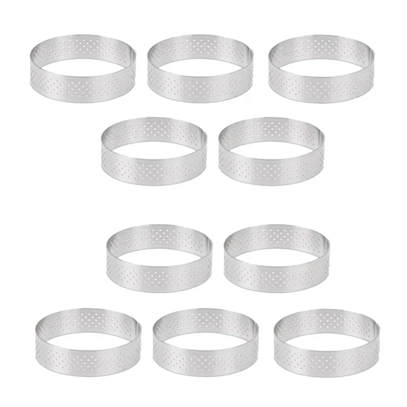 

Circular Stainless Steel Tart Ring Tower Pie Cake Mould Baking Tools Perforated Cake Mousse Ring