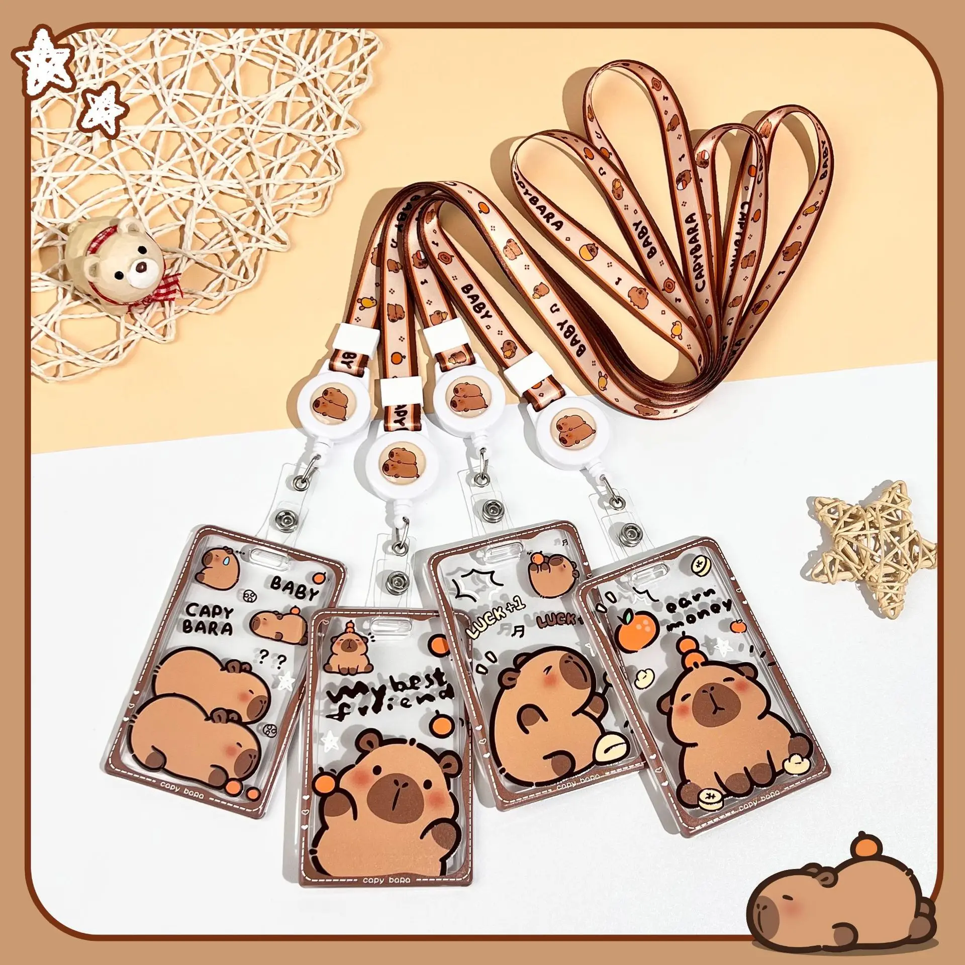 

Обложка для карт с рисунком Capi, карта контроля доступа для школьной карты, сумка для карт с водой, милая прозрачная обложка для удостоверения личности, защитная крышка