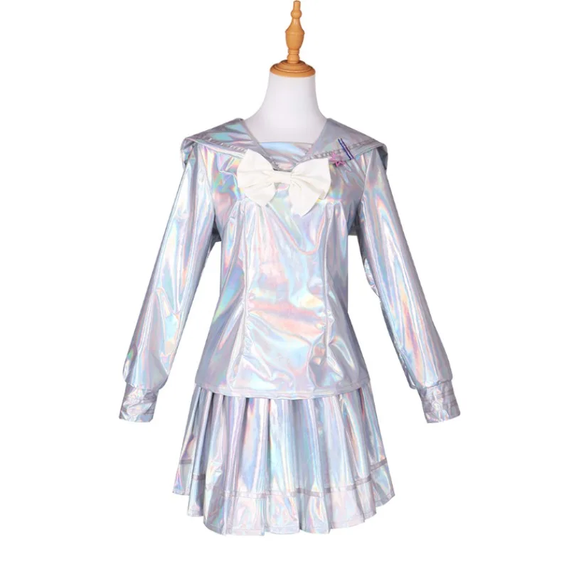 Hallowmas COS NEEDY GIRL جرعة زائدة كانجيل تأثيري لوليتا أحذية معطف تنورة موحدة الليزر اللون التنانير الشريط شعر مستعار